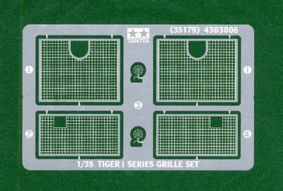 Go to product TAMIYA 35179 - 1:35 Tiger I Series PE Grille Set