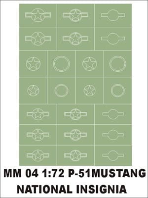 Go to product MONTEX MM04 - 1:72 National insygnia P-51 Mustang