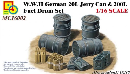 Go to product CLASSY HOBBY 16002 - 1:16 WWII German 20L Jerry Can & 200L Fuel Drum Set