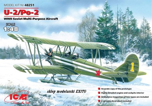 Go to product ICM 48251 - 1:48 U-2 / Po-2 WWII Soviet Multi-Purpose Aircraft