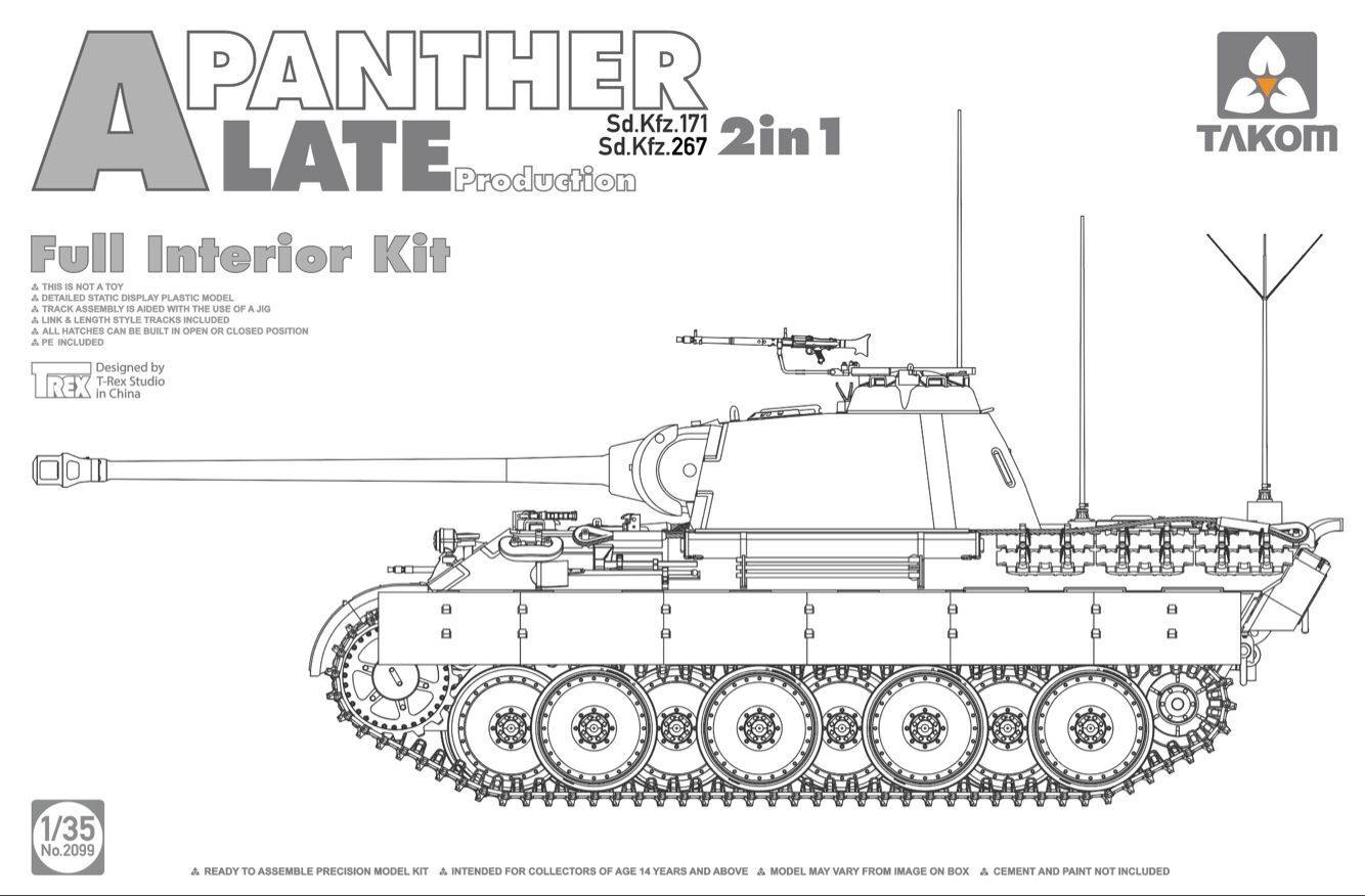 Go to product TAKOM 2099 - 1:35 Panther Ausf.A Late production w/ full interior