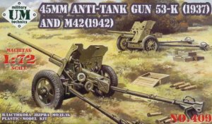 UNIMODELS 409 - 1:72 45mm AT gun model 1937, model 1942