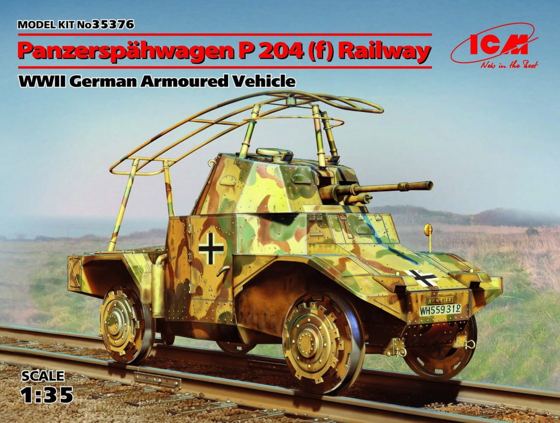 Go to product ICM 35376 - 1:35 Panzerspahwagen P 204 (f) Railway, WWII German Armoured Vehicle