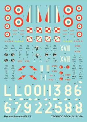 Go to product TECHMOD 72137 - 1:72 Morane Saulnier MS.406C.1 w/canopy mask
