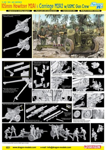 Go to product DRAGON 6531 - 1:35 105mm Howitzer M2A1 & Carriage M2A2 w/USMC Gun Crew
