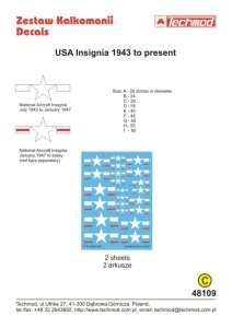 TECHMOD 48109 - 1:48 U.S. National Insignia 1943 to present