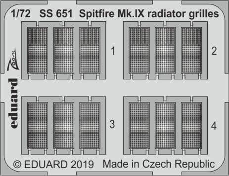 Go to product EDUARD SS651 - 1:72 Spitfire Mk.IX radiator grilles