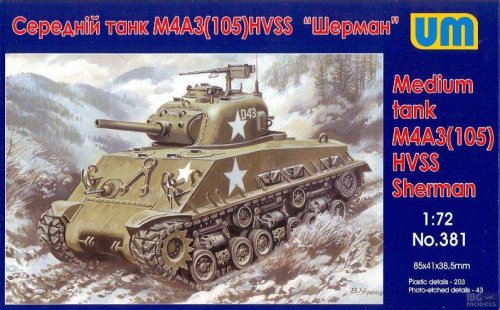 Go to product UNIMODELS 381 - 1:72 Medium Tank Sherman M4A3(105) HVSS