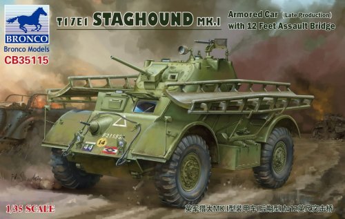 Go to product BRONCO CB 35115 - 1:35 T17E1 Staghound MK.I (Late Production) with 12 feet Assault Bridge