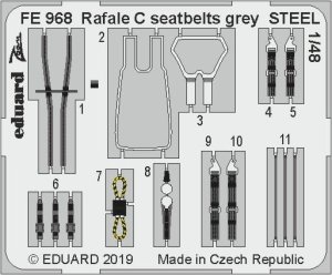 EDUARD FE968 - 1:48 Rafale C seatbelts grey - Steel