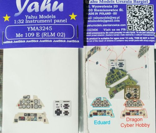 Go to product YAHU YMA3245 - 1:32 Messerschmitt Me 109E early (RLM02) - Instrument Panel