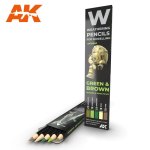 AK INTERACTIVE 10040 - Weathering Pencils - Green & Brown - Shading & Effects Set