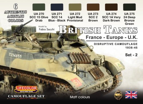 Go to product LIFECOLOR CS 44 - British Tanks - France - Europe - UK - Disruptive Camouflage 1936-45 set 2