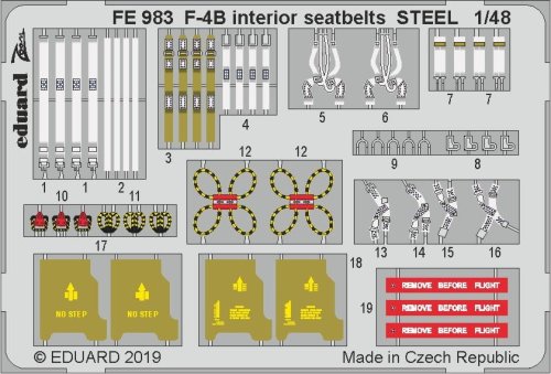 Go to product EDUARD FE983 - 1:48 F-4B interior seatbelts - Steel