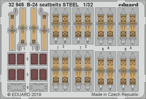Go to product EDUARD 32945 - 1:32 B-24 seatbelts - Steel