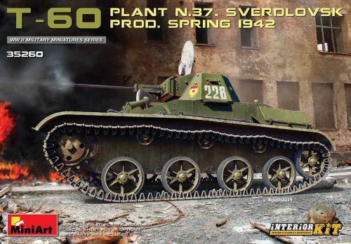 Go to product MINIART 35260 - 1:35 T-60 Plant N.37 Sverdlovsk Prod. Spring 1942 w/ interior