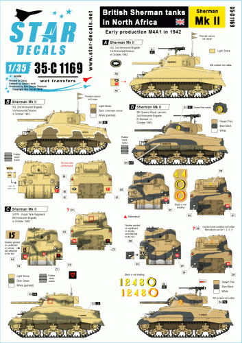 Go to product STAR DECALS 35-C1169 - Sherman Mk II in 1942. British Sherman tanks in North Africa.
