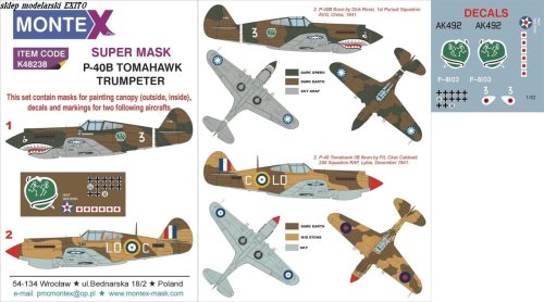 Go to product MONTEX K48238 - 1:48 P-40B Tomahawk