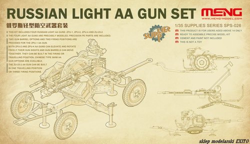 Go to product MENG MODEL SPS026 - 1:35 Russian Light AA Gun Set - ZPU-1 / ZPU-2 / ZPU-4 / ZU-23-2