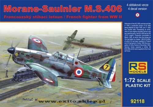 Go to product RS MODELS 92118 - 1:72 Morane Saulnier MS.406 - France 1940