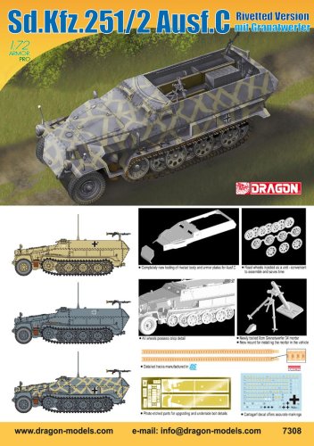 Go to product DRAGON 7308 - 1:72 Sd.Kfz.251/2 Ausf.C Rivetted Version mit Granatwerfer