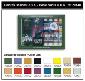 VALLEJO Model Color Set 70140 - Basic Colors USA