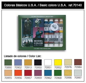 Go to product VALLEJO Model Color Set 70140 - Basic Colors USA