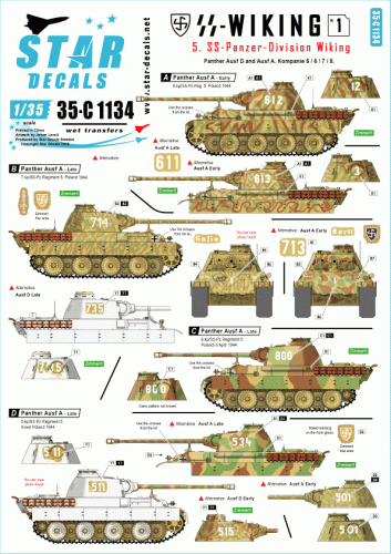 Go to product STAR DECALS 35-C1134 - 1:35 SS-Wiking # 1. Panther Ausf D and A.