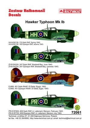 Go to product TECHMOD 72061 - 1:72 Hawker Typhoon Mk.Ib
