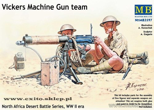 Go to product MASTER BOX 3597 - 1:35 Vickers Machine Gun Team - Desert Battle Series WW I