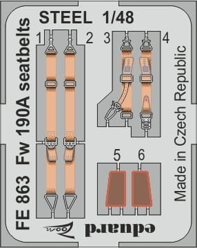 Go to product Eduard FE863 - 1:48 Fw 190A seatbelts - Steel