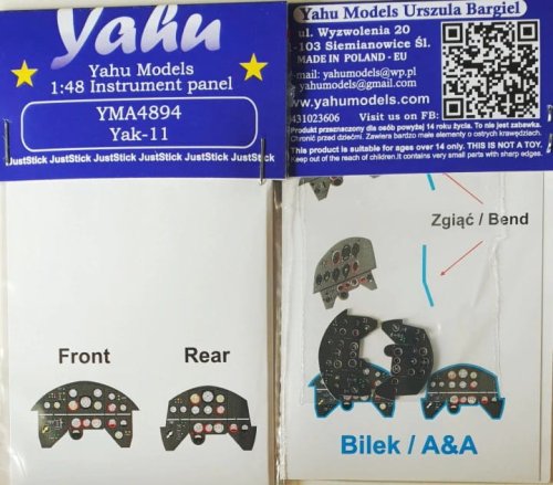 Go to product YAHU YMA4894 - 1:48 Yak-11 - Instrument Panel