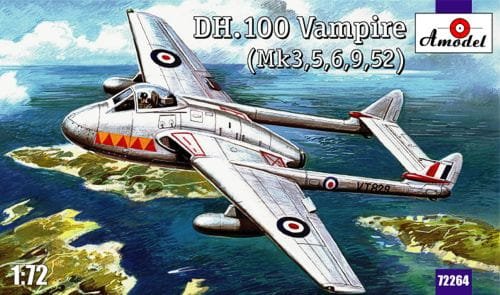 Go to product AMODEL 72264 - 1:72 DH.100 Vampire Mk. 3/5/6/9/52