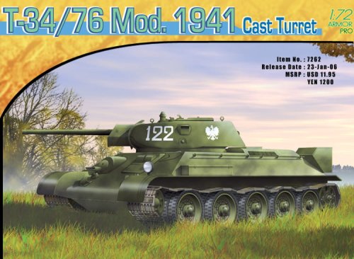 Go to product DRAGON 7262 - 1:72 T-34/76 Mod. 1941 Cast Turret
