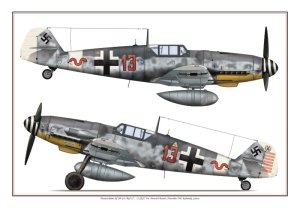 Exito 001 - Poster Messerschmitt Bf-109 G-6 Red 13 H.Bartels