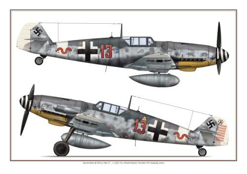 Go to product Exito 001 - Poster Messerschmitt Bf-109 G-6 Red 13 H.Bartels