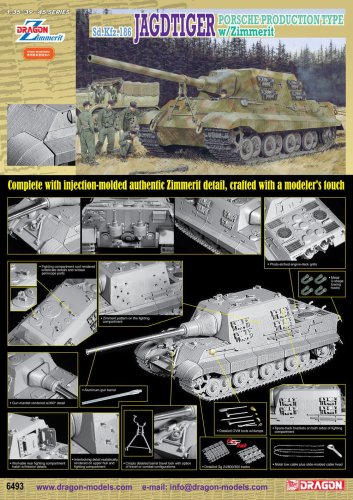 Go to product DRAGON 6493 - 1:35 Sd.Kfz. 186 Jagdtiger Porsche Production Type with zimmerit