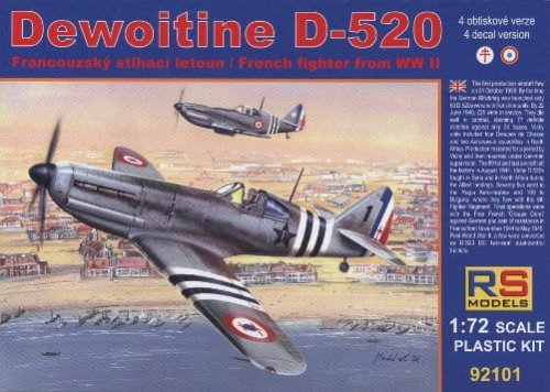 Go to product RS MODELS 92101 - 1:72 Dewoitine D-520