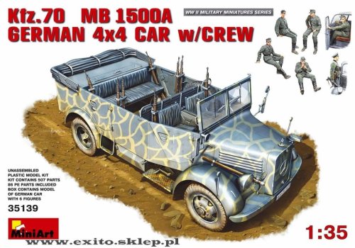 Go to product MINIART 35139 - 1:35 Kfz.70 (MB 1500A) German 4x4 Car w/Crew