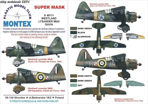 Go to product MONTEX K48111 - 1:48 Lysander Mk.III