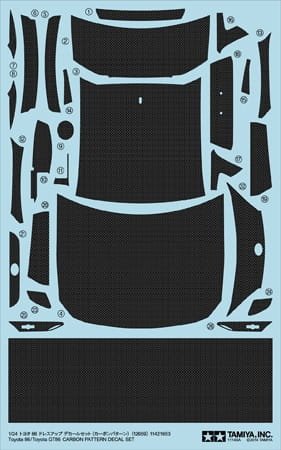 Go to product TAMIYA 12659 - 1:24 Toyota 86/GT86 Carbon Pattern Decal Set