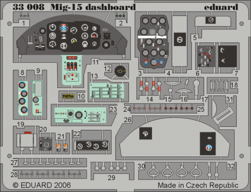 Go to product EDUARD 33008 - 1:32 MiG-15 dashboard
