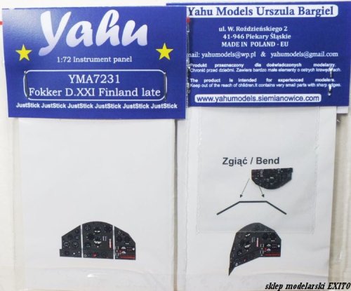 Go to product YAHU YMA7231 - 1:72 Fokker DXXI Finland late - Instrument Panel