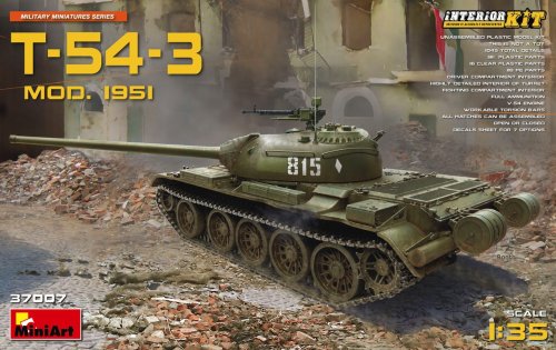 Go to product MINIART 37007 - 1:35 T-54-3 Mod.1951 w/ interior - Soviet Medium Tank