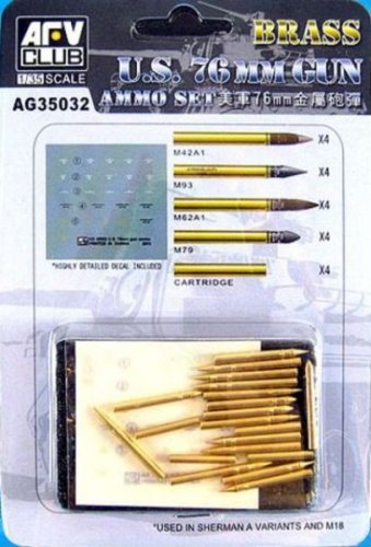 Go to product AFV CLUB AG 35032 - 1:35 U.S. 76mm Gun Ammo Set - Brass