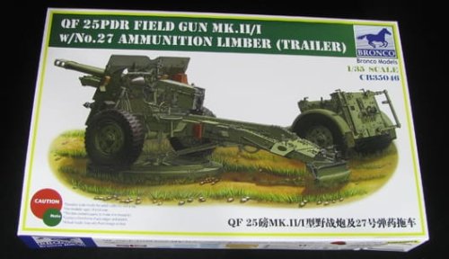 Go to product BRONCO CB 35046 - 1:35 QF 25 pdr Field Gun Mk. II/I w/No.27 Ammunition Limber (Trailer)