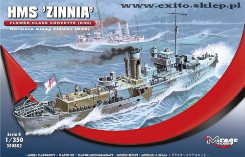 Go to product MIRAGE 350802 - 1:350 HMS Zinnia - Korweta klasy Flower (K-98)