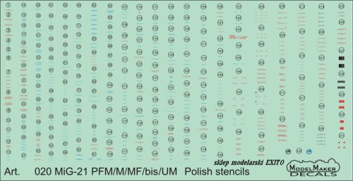 Go to product MODELMAKER D48020 - 1:48 MiG-21PFM / M / MF/ bis / UM Polish stencils