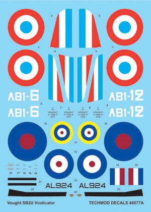 Go to product TECHMOD 48077 - 1:48 Vought SB2U-2 Vindicator (V-156-F & V-156-B1 Chesapeake) w/photo parts included