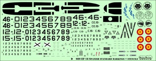 Go to product MODELMAKER D48089 - 1:48 F/A-18 Spain Standard Markings + Stencils